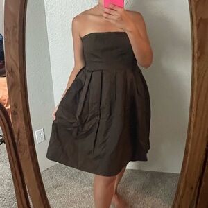 ⚫️ JCREW chocolate brown double lined 100% cotton tube dress